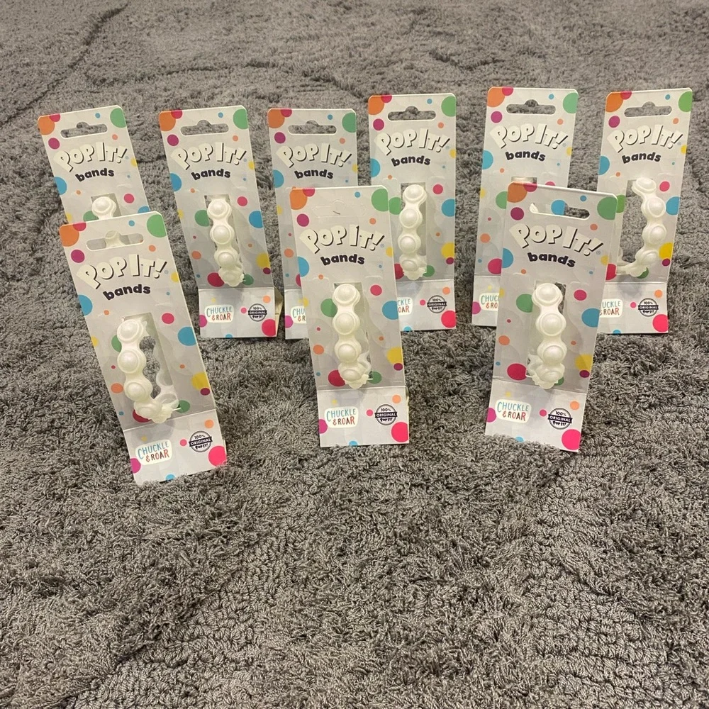 Chuckle & Roar POP It Bands Sensory Fidget Bands - White (Pack of 9)